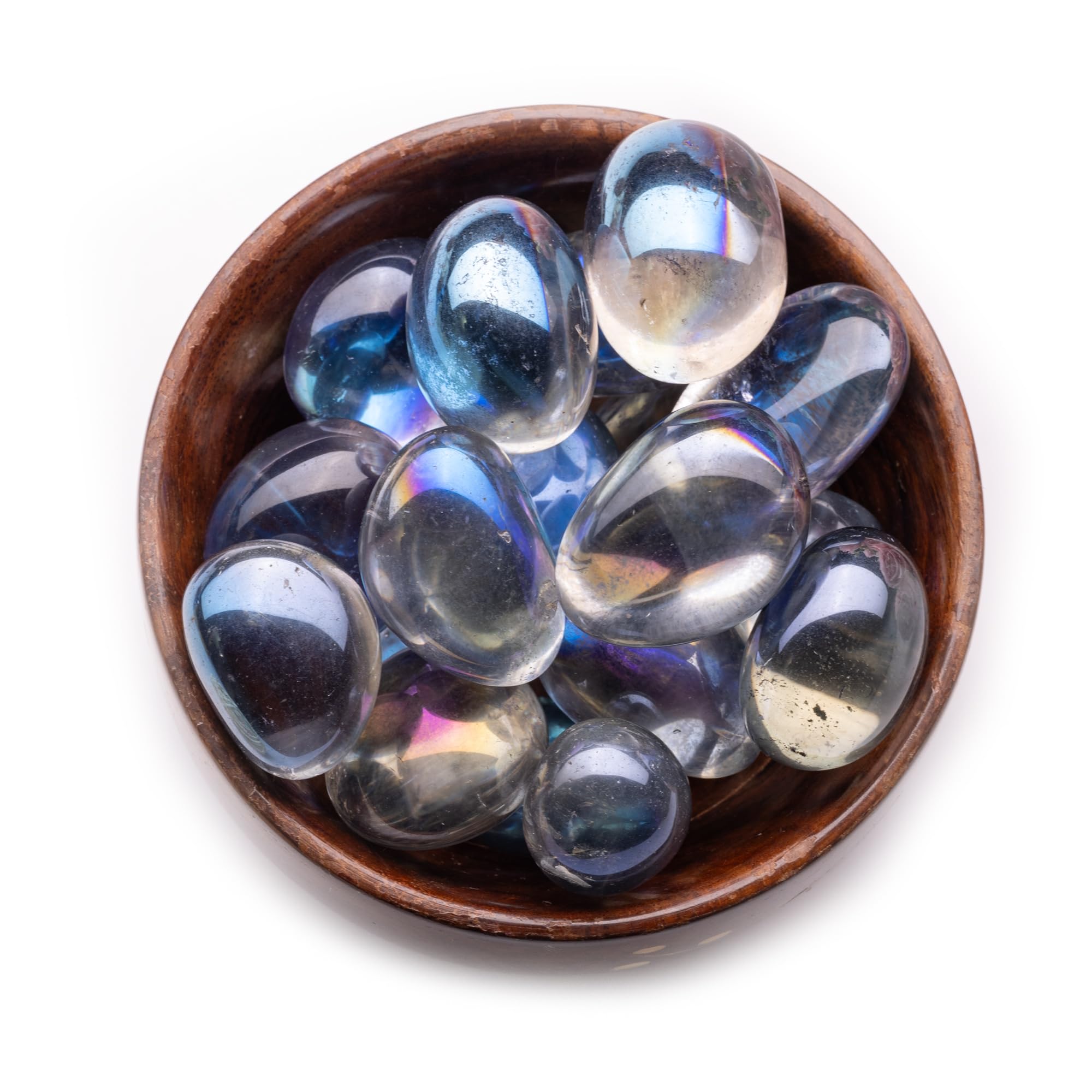 Plus Value Titanium Aura Quartz Blue Firing Tumbled Stone Pebbles Reiki Healing Crystal (300grams,Wooden Bowl) (B08XJNBQCX) Amazon Price History, Amazon Price Tracker