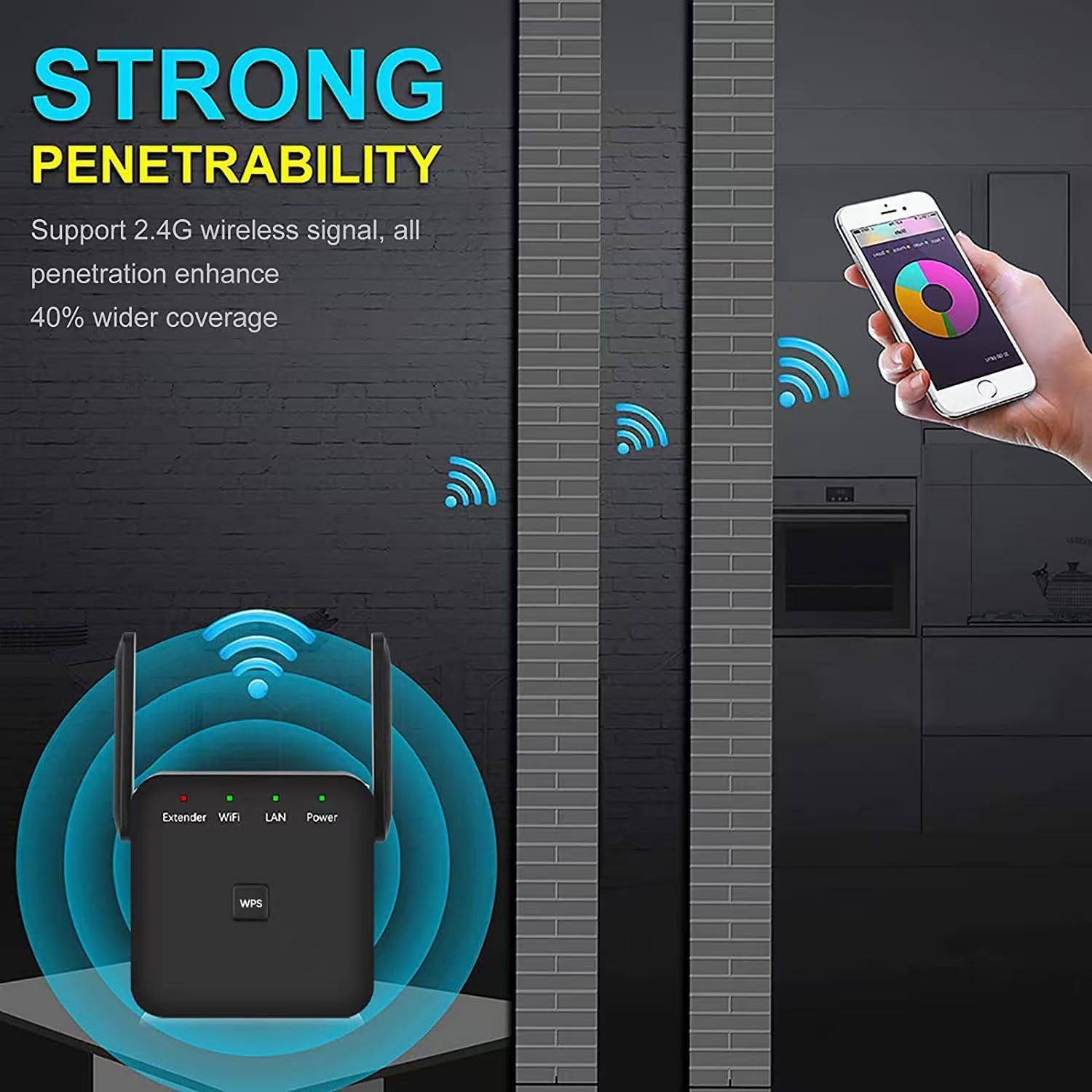 The Generic 2026 Faster WiFi Extender features external antennas for enhanced signal projection.