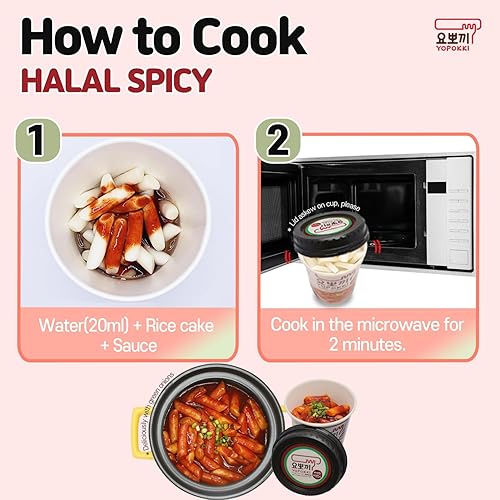 Miniatura 3 de Yopokki Taza Tteokbokki Halal instantánea (picante caliente, taza de 2) comida callejera coreana con salsa picante picante Topokki Rice Cake -