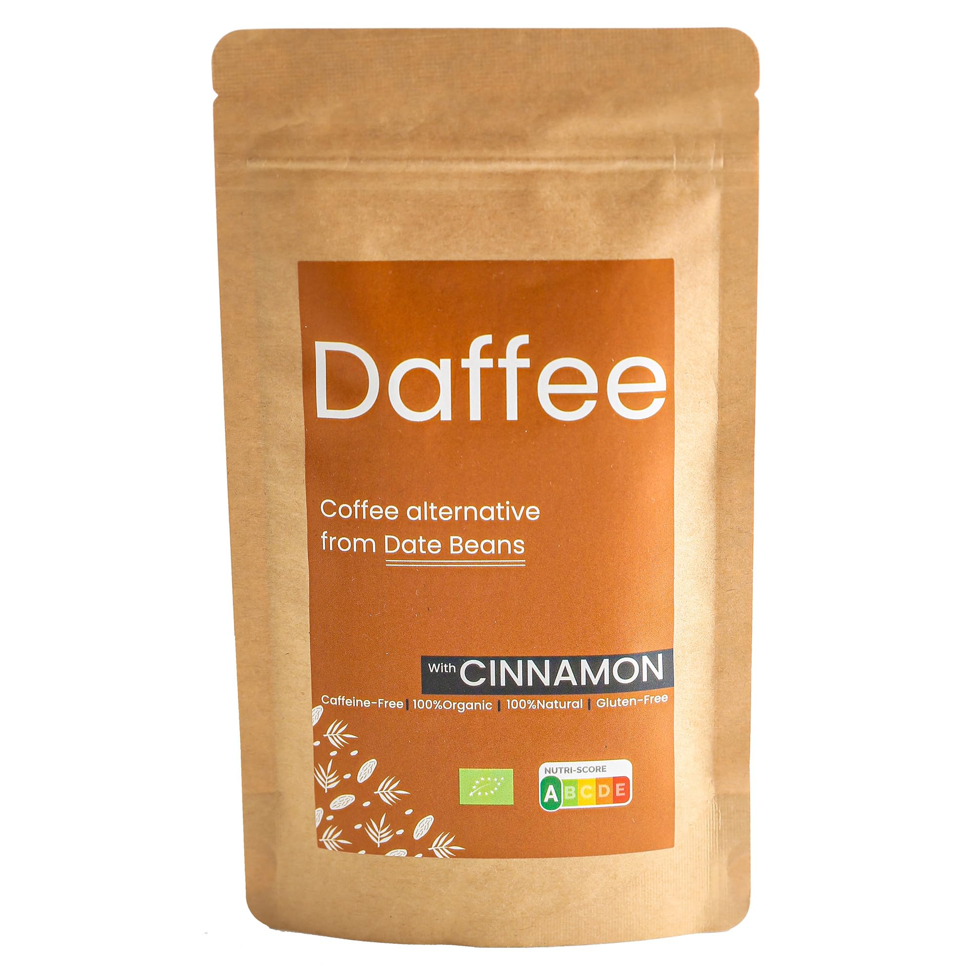DaffeeCoffee Alternative made from Ground Organic Date Beans | Natural Cinnamon | Natural Caffeine Free Coffee Replacement – Decaf Coffee Substitute - No CAF | Nutri Score A (125g)