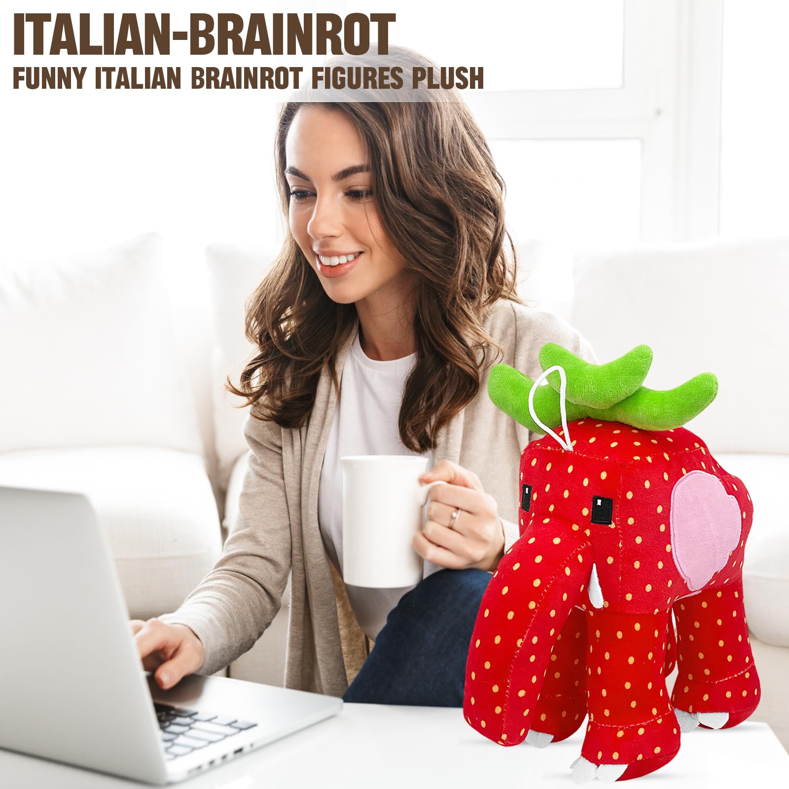 OUKEYI Steal a Brainrot Plush Strawberry Elephant Plush,Stuffed Animals Pillow Doll Gifts for Fans Home Decor for Kids & Adults