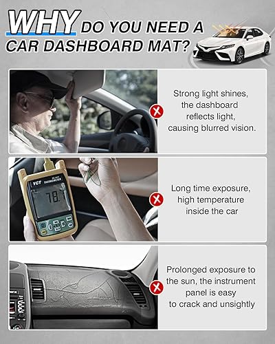 Miniatura 2 de Cartist Cubierta de tablero de ajuste personalizado para Toyota Camry 2018-2023 2024, accesorios para salpicadero, alfombrilla antideslizante