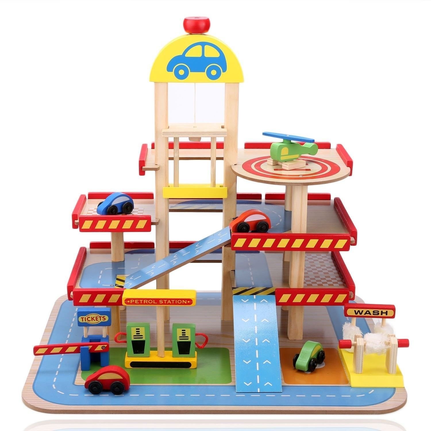 wooden toy garage with lift