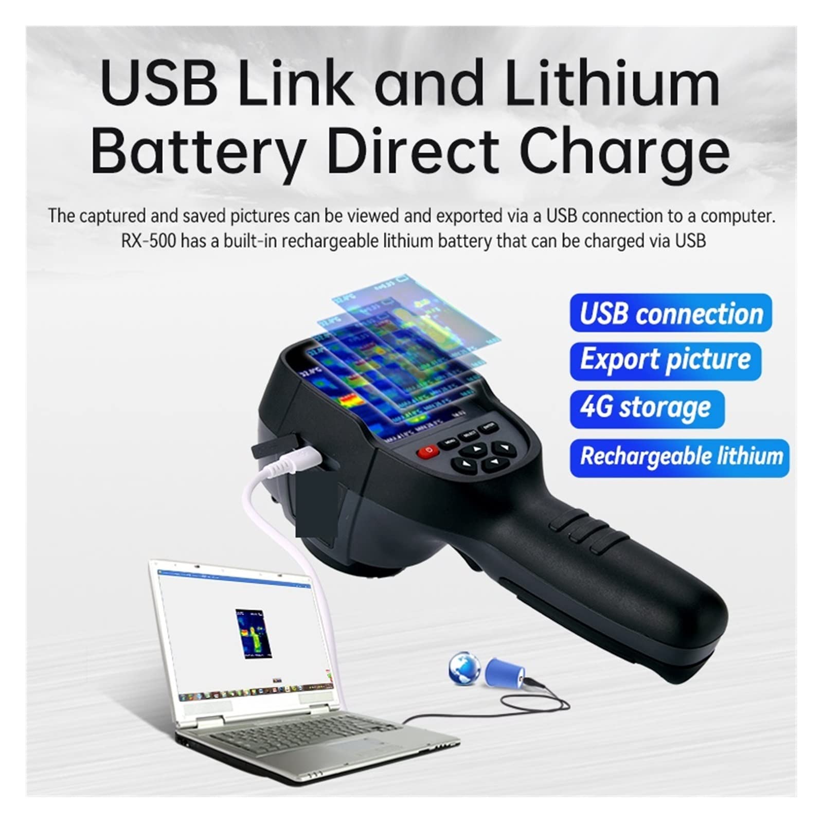 Cámara térmica Cámara termográfica infrarroja Circuito de PCB Tubería de calefacción de Suelo Detección electrónica Cámara de Imagen térmica de búsqueda HD Diseño Compacto(700(with Case))