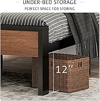 Vista 4 de SHA CERLIN Base de cama de plataforma metálica de tamaño completo de 14 pulgadas con cabecero y pie de cama de madera, base de colchón, no necesita