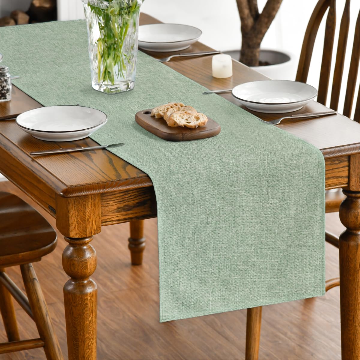 Artoid Mode tafelloper, saliegroen, seizoensgebonden, afwasbaar, keuken eettafel, decoratie voor binnen, vakantie, feest, 40x100 cm