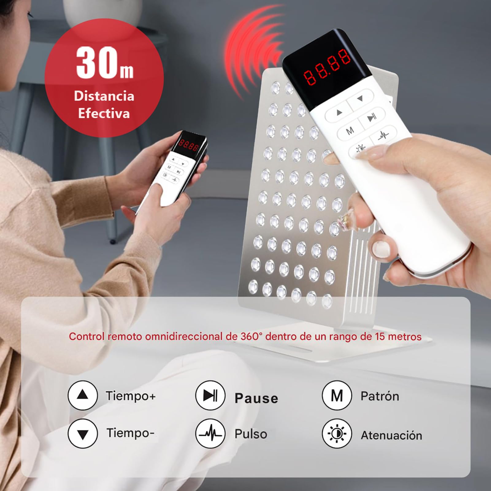 GOURIXIN Panel De Terapia De Luz Roja, Dispositivos De Terapia De Luz Roja Infrarroja Cercana De 630/660/810/830/850 NM, Carcasa De Aluminio, con Control Remoto, para Cuerpo Y Rostro