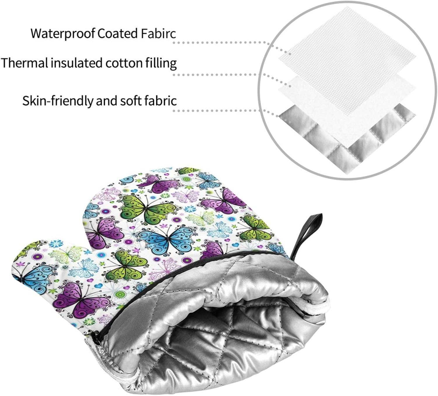 Spring Colorful Butterfly Kitchen baking four piece set, fit for cooking and baking, oven, microwave, and outdoor barbecue