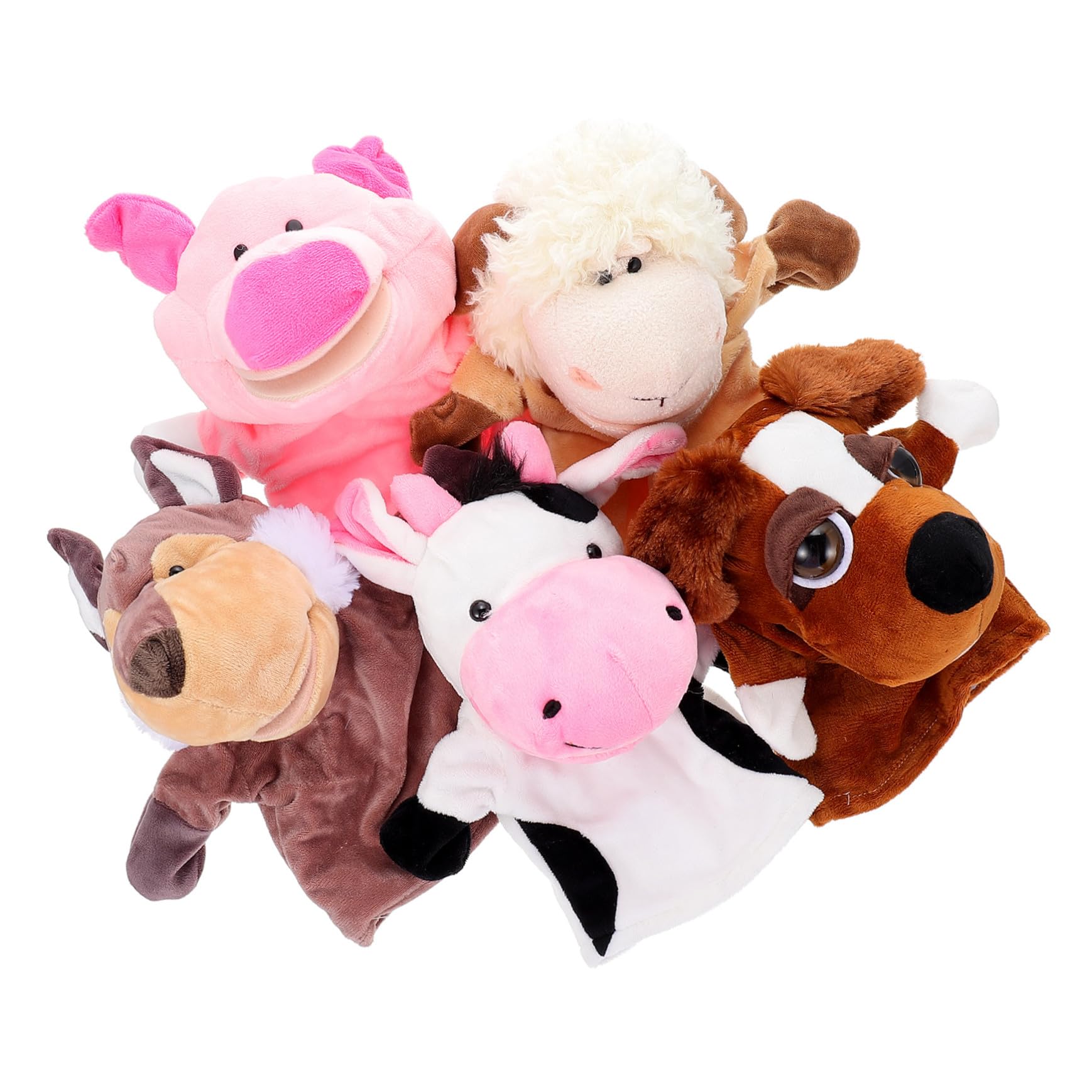 Animal Marionetas de Mano 5 Piezas de Algodón PP y Felpa Corta | Contar Historias y Presentaciones, Juego Interactivo y Role-play, para Ñiño y Adultos