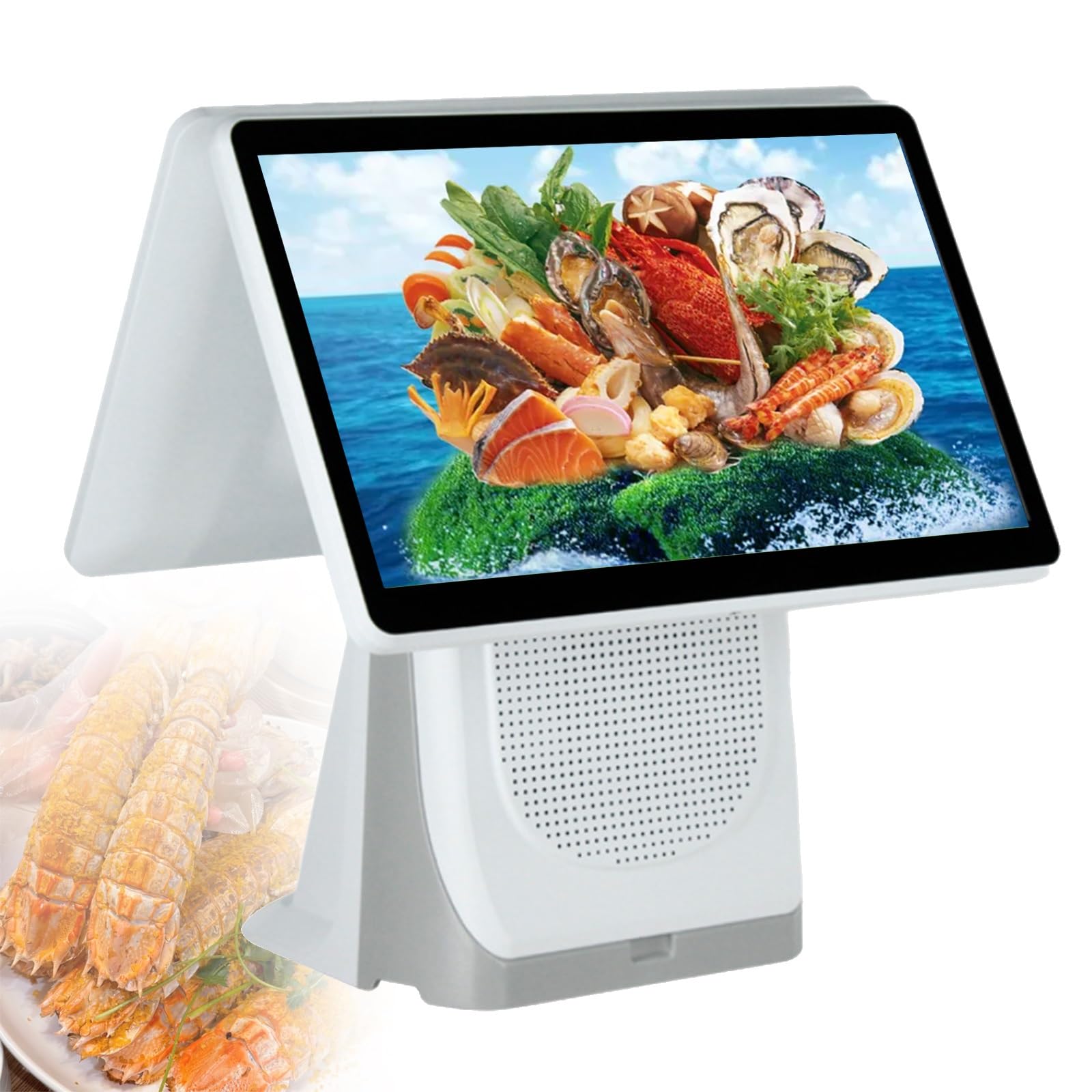 Tsampa Caja registradora Inteligente de Todo en uno, con Pantalla táctil Dual de 15,6", Impresora térmica integrada de 58mm, 8 GB de RAM, SSD de 128 GB, Cajas registradoras pos con Windows7/10