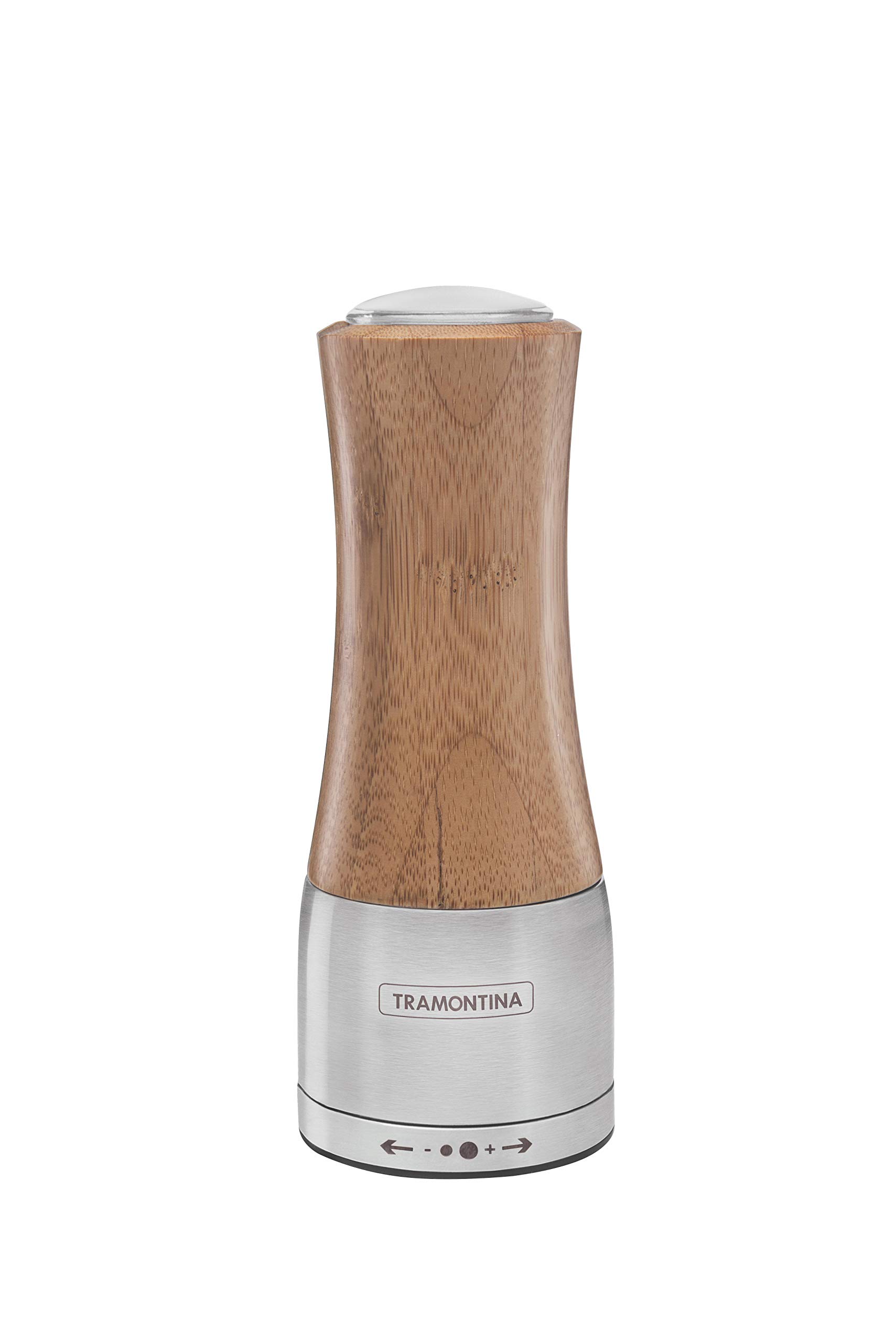 Tramontina Realce Stainless Steel and Bamboo Salt and Pepper Mill with Ceramic Grinder
