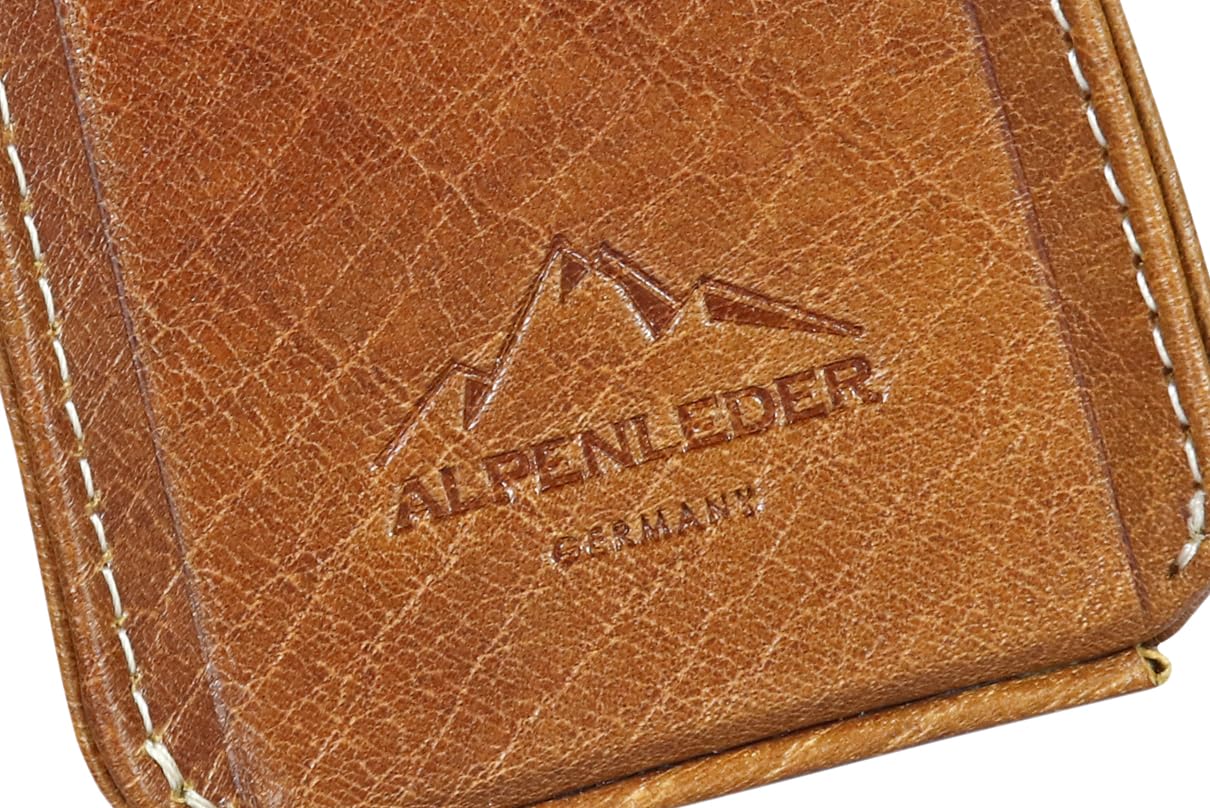 Alpenleder Stifteköcher - Modell: HAFERL (Handgefertigt) - Nachhaltiges Bio-Leder aus regionaler Landwirtschaft | Stifteschale leder *Fair Produziert* (5x5x12cm) (Cognac)