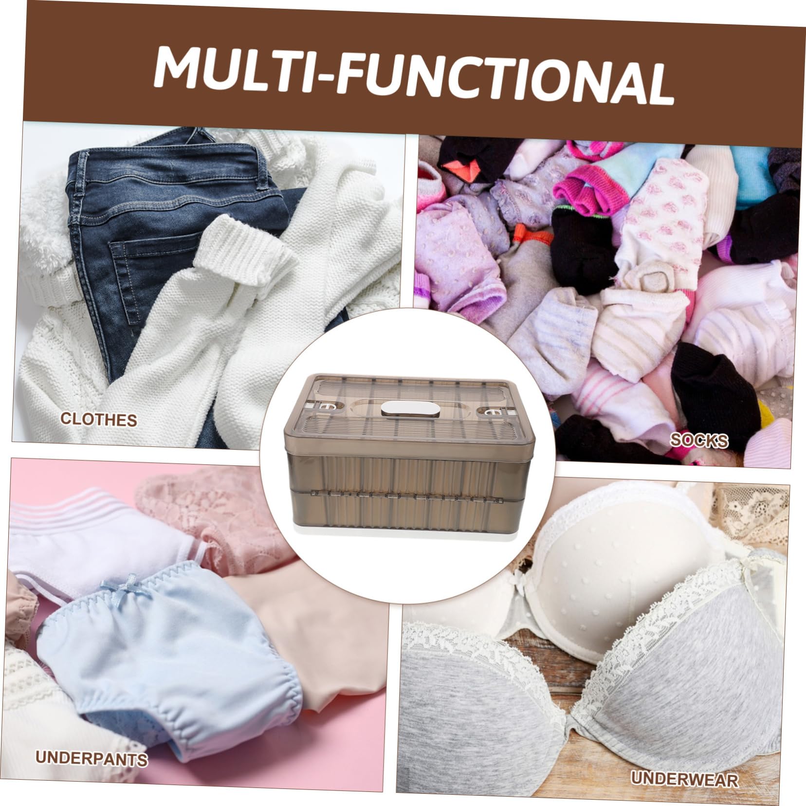 MAGICLULU Caja Organizadora de Ropa Plegable Plástico Tapa Transparente Gran Capacidad con 7 Compartimentos para Armario y Dormitorio