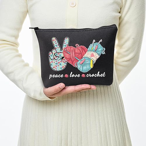 Miniatura 4 de JXGZSO Bolsa de tejido de punto para proyectos, bolsa de almacenamiento para tejedor, bolsa de maquillaje de ganchillo con cremallera para regalo,