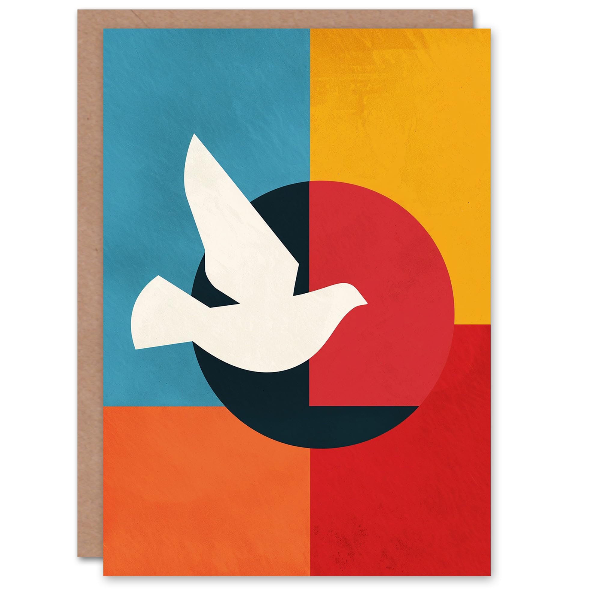 Artery8 Peace Dove Sun Abstract Geometric Bauhaus Design Blank For Him Or Her Art Thank You Card