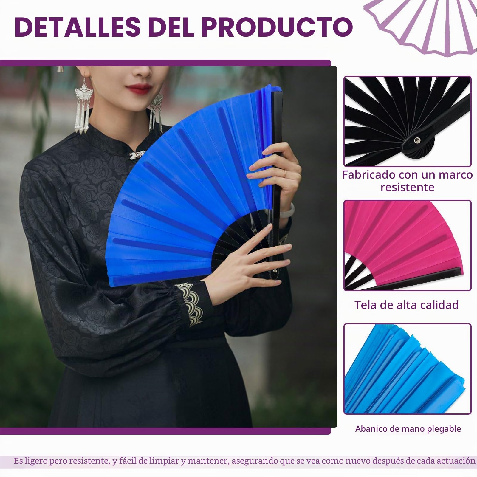 Paquete de 10 abanicos de mano plegables para baile en línea, tamaño grande de 33 cm, ventilador chino de Kung Fu plegable a granel para mujeres y hombres, baile, actuación, festival, fiesta