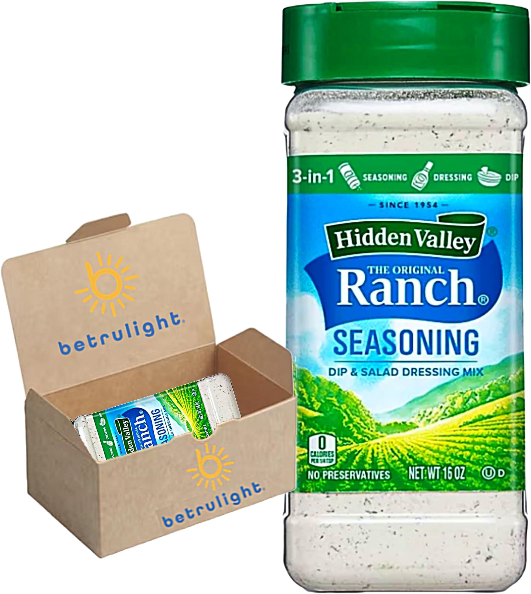 Ranch Seasoning Powder | Hidden Valley Original Ranch Salad Dressing, Seasoning Mix and Dip | Creamy Buttermilk | 16 Fl oz Shaker | Every Order is Elegantly Packaged in a Signature BETRULIGHT Branded Box!