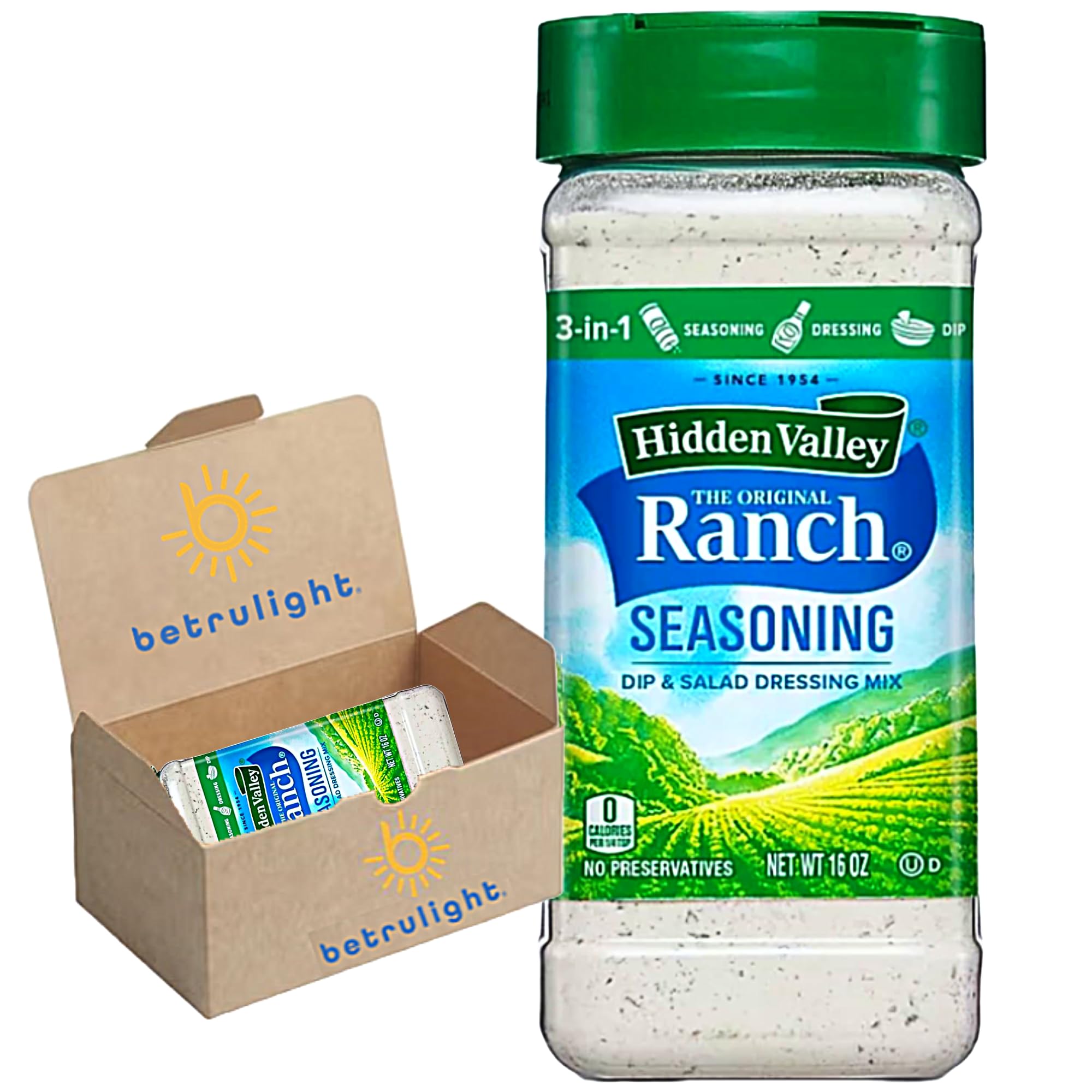 Ranch Seasoning Powder | Hidden Valley Original Ranch Salad Dressing, Seasoning Mix and Dip | Creamy Buttermilk | 16 Fl oz Shaker | Every Order is Elegantly Packaged in a Signature BETRULIGHT Branded Box!