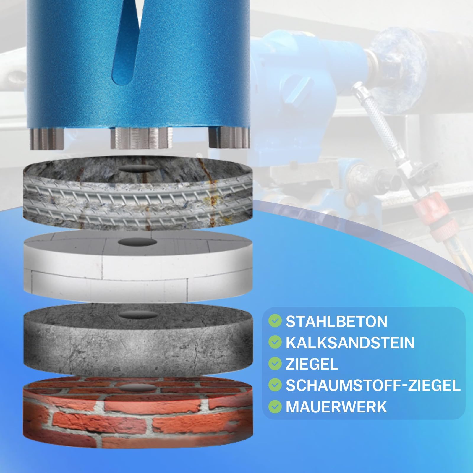 Corona de perforación M22 DM 102 mm Turbo SDS-PLUS húmedo y seco 200 milímetros