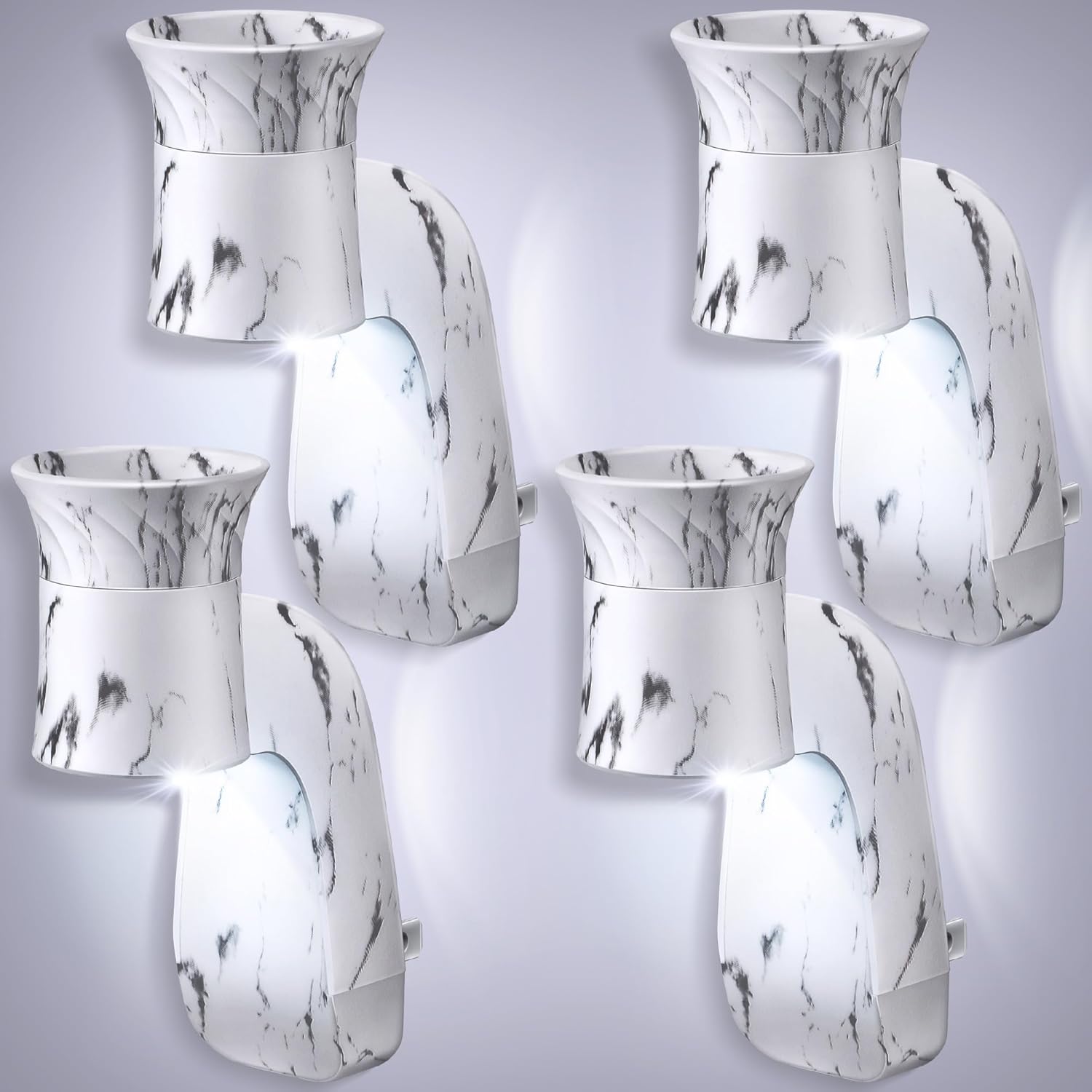 4 Pcs Wall Fragrance Plug with Night Light Compatible with Bath & Body Works WallFlower Fragrance, ETL Certified, Scent Fragrance Diffuser Rotary Plug for Home, Office (White) White 4