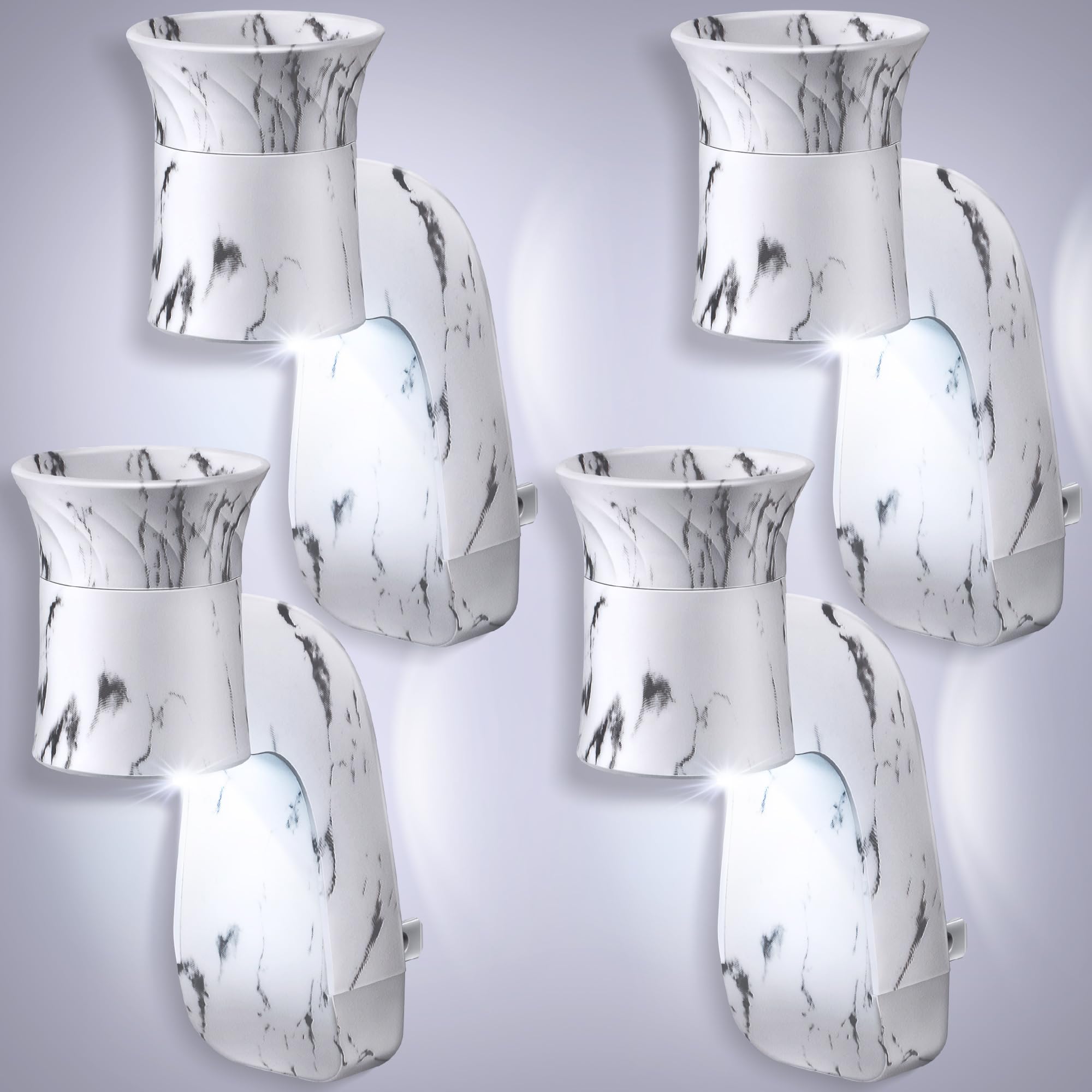 4 Pcs Wall Fragrance Plug with Night Light Compatible with Bath & Body Works WallFlower Fragrance, ETL Certified, Scent Control Fragrance Diffuser Rotary Plug for Home, Office (White)