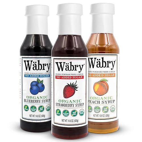 Miniatura 10 de Wäbry - Jarabe de arándanos sin azúcar añadido, 13.8 onzas (13.76 oz), jarabe de cono de nieve orgánico con sabor a fruta natural, endulzado con