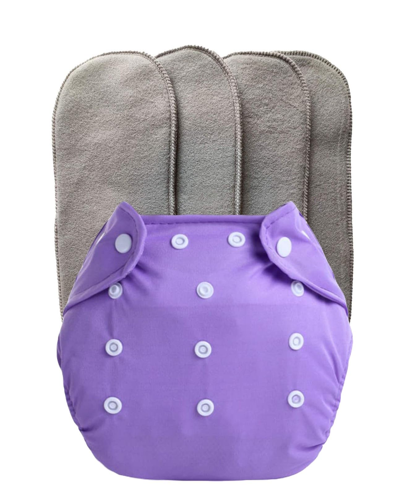 1 Baby Pocket Style Button Reusable Cloth Diaper Adjustable With 4 Black Charcoal Bamboo Microfiber Insert Soaker Booster Pads Wet-Free (Design 7)-image-47