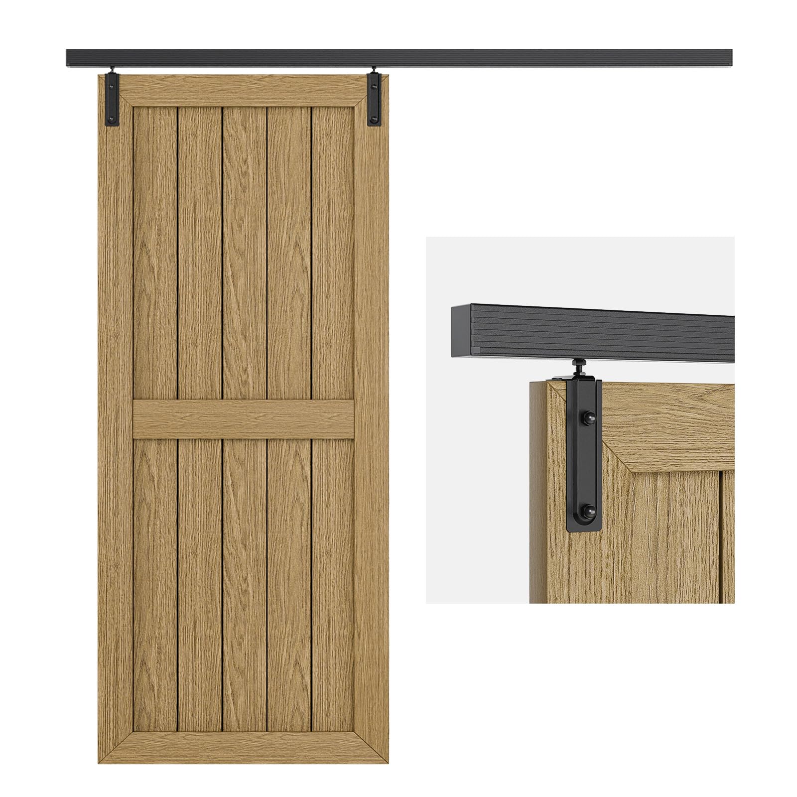 8FT/244cm Schiebetürbeschlag Box Rail Kastenschiene Deckenmontage Schiebetür, Schwerlast-Stahl Laufschiene für für Eine 122cm Breite Innen- oder Außentür (Ohne Tür)