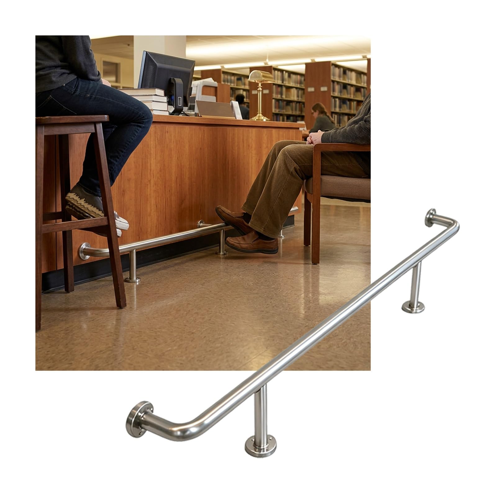 Kit rail de pied de barre en inox de 1.4m pour comptoir de café