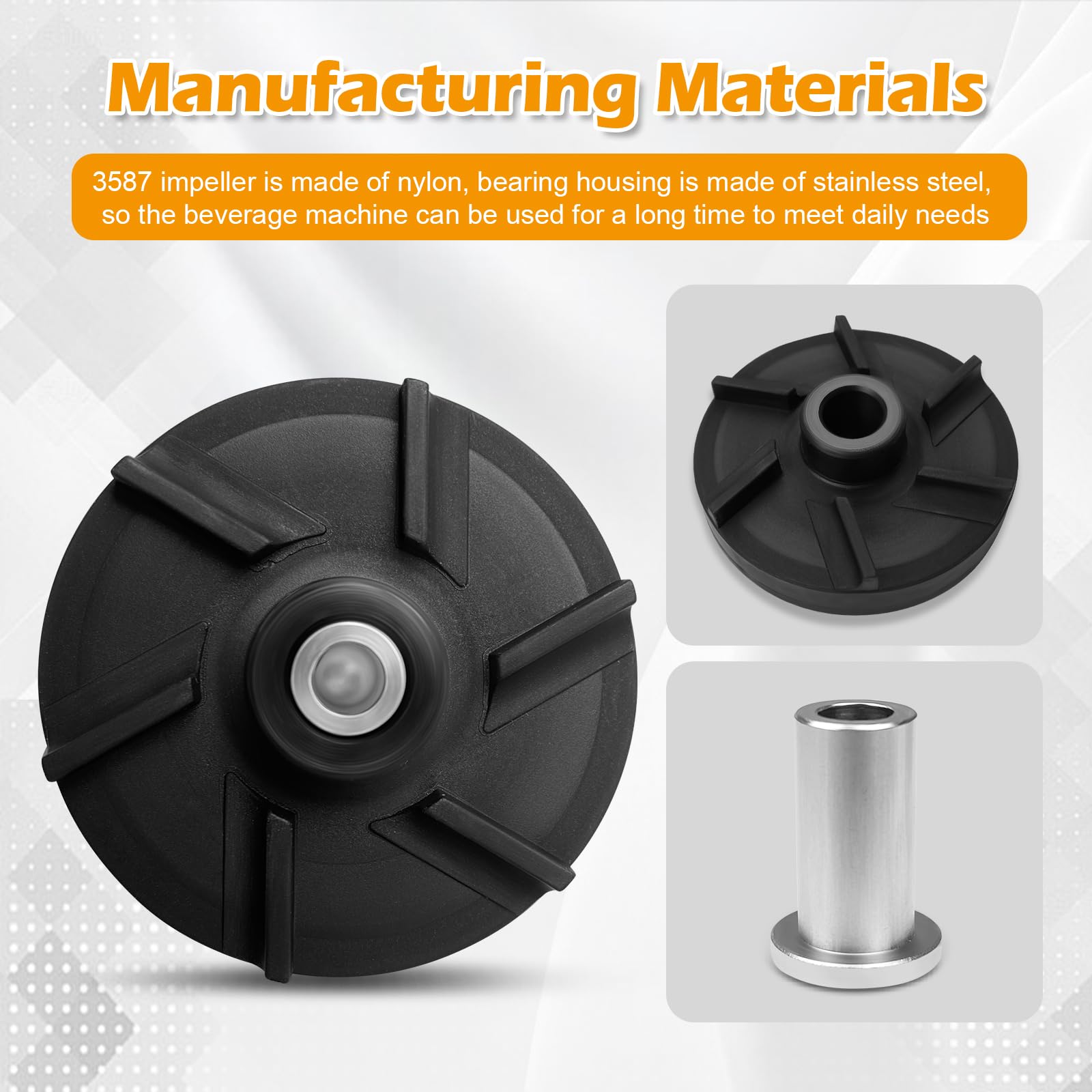 3587 Magnetic Impeller, 3220 Bearing Housing Compatible With Grindmaster Crathco Beverage Dispensers, Fits Models D15, D155, D25, D255, D35, D355 (2 Pack