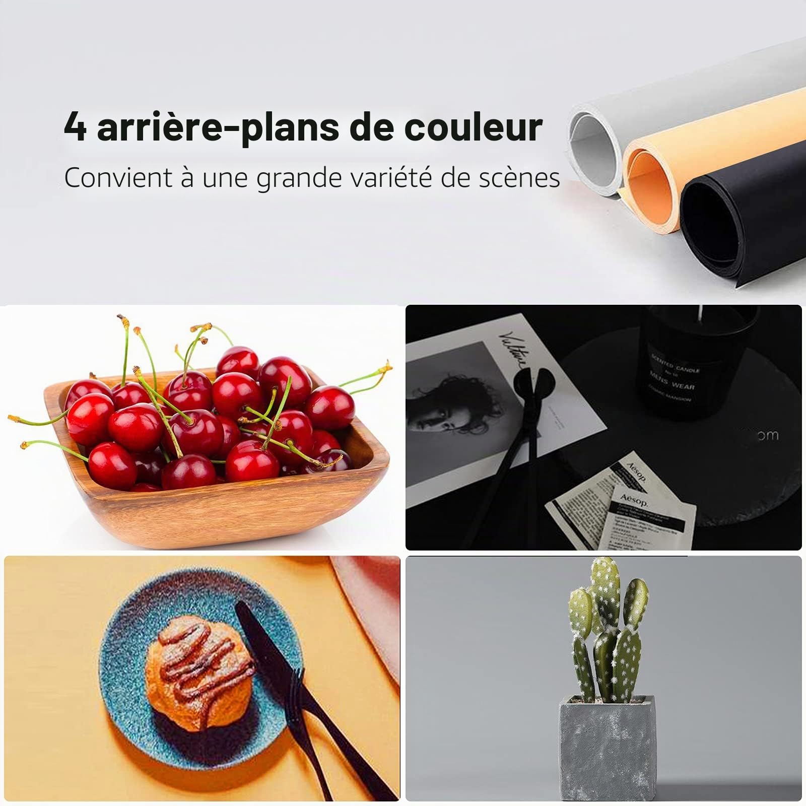 Table de Prise de Vue Pliable, Shooting Table 60x100cm Portable Non Réfléchissant avec 3 Pvc Fond pour Studio Photographie Tentes de Shooting