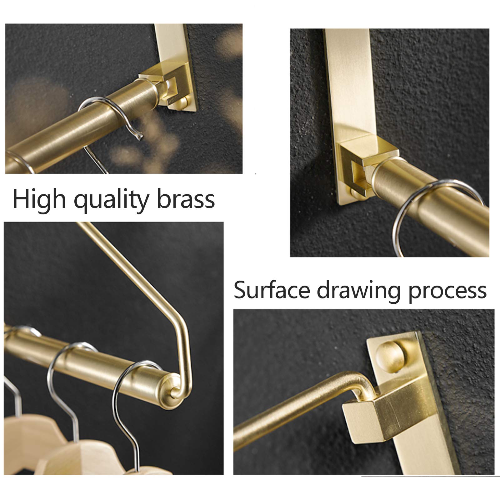 Portasciugamani pieghevole ad anello a 180° montato a parete, portasciugamani per bagno cucina, processo di disegno della superficie del materiale in ottone, oro opaco
