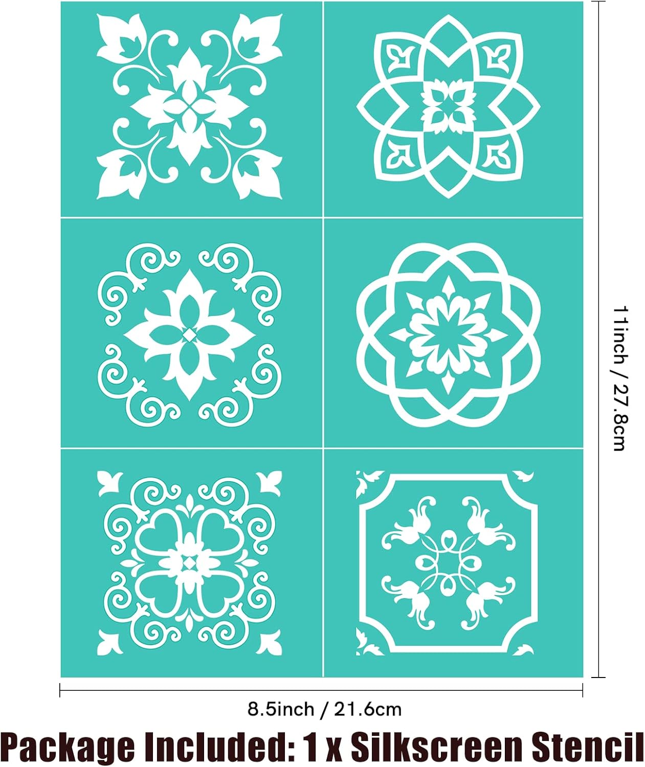 Briartw 6 Patterns Silkscreen Stencil,Reusable Self-Adhesive Silk Screen Printing, Flower Sentiments for Home Decor/Printing on Wood/Fabric/Wall/Cup/Plate/Glass/Paper,8.5x11 inch