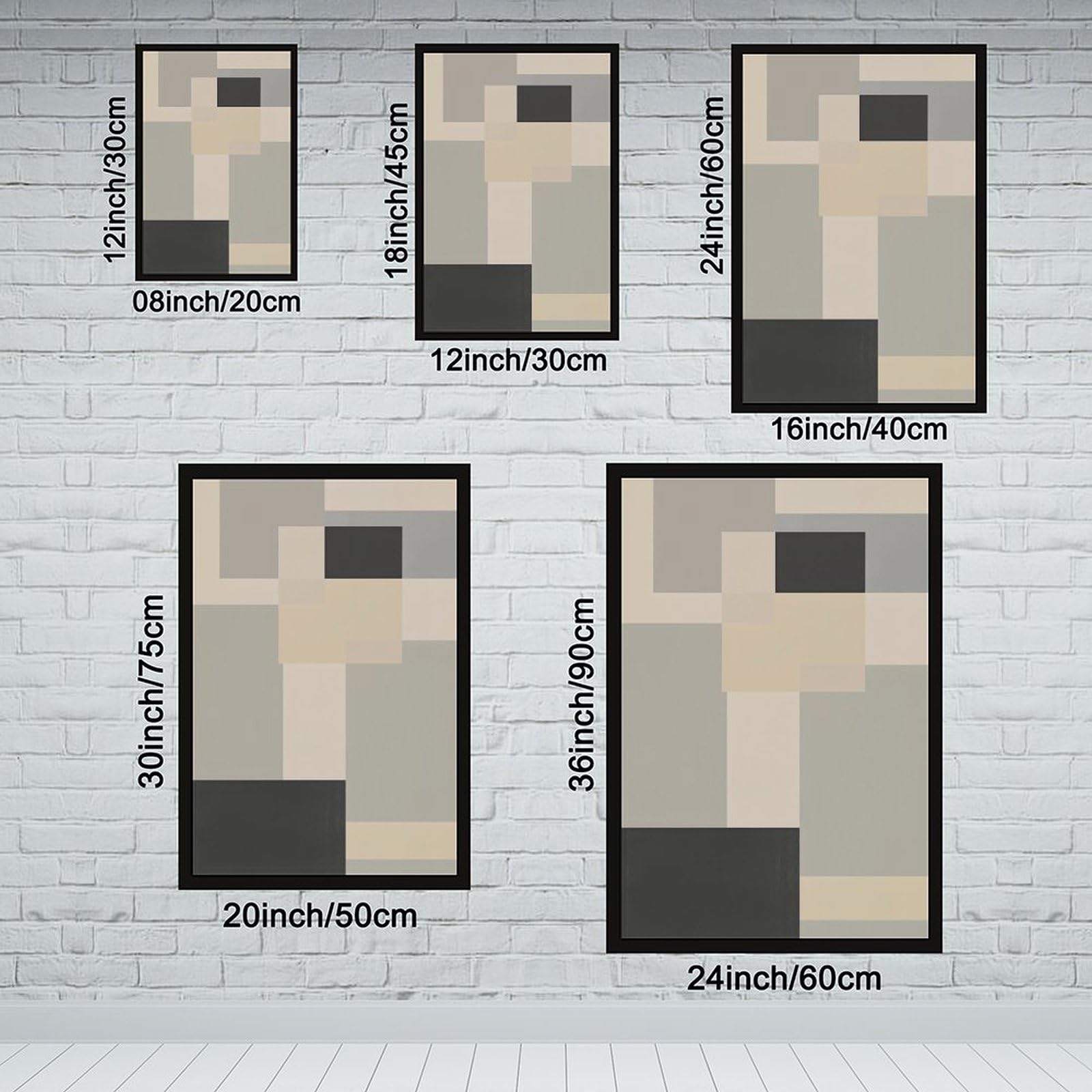 Mnyuein Neutrales abstraktes und minimalistisches Poster, Leinwandposter, Schlafzimmer-Dekor, Sportlandschaft, Büro, Raumdekoration, Geschenk, schwarzer Rahmen, 40,6 x 61 cm (L x B)