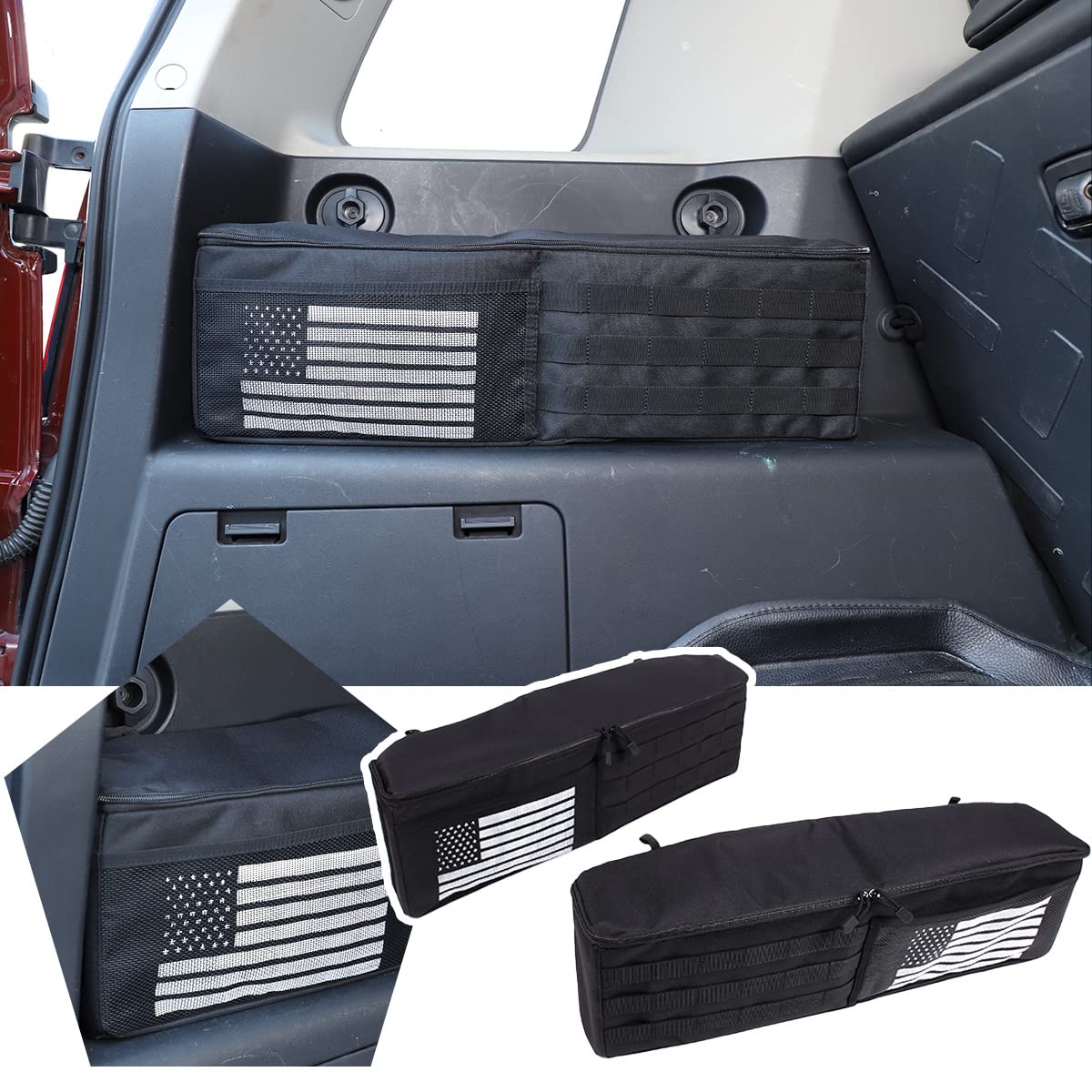 HAPPYHORSE Fit For Toyo-ta FJ Cruiser (XJ10) 2007-2021 Trunk Storage Box Storage Bag (American Flag) (two pieces)