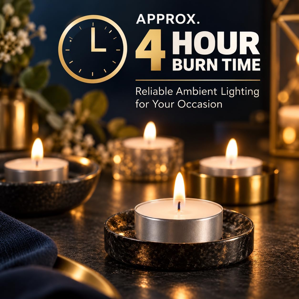 1ABOVE Tea Lights - 100 Pack, 4 Hour Burn -3