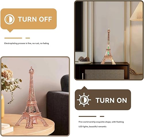 Miniatura 6 de Estatua luminosa de la torre Eiffel, lámpara LED de torre Eiffel de 10.2 in, funciona con pilas, decoración de París para dormitorio, escritorio,