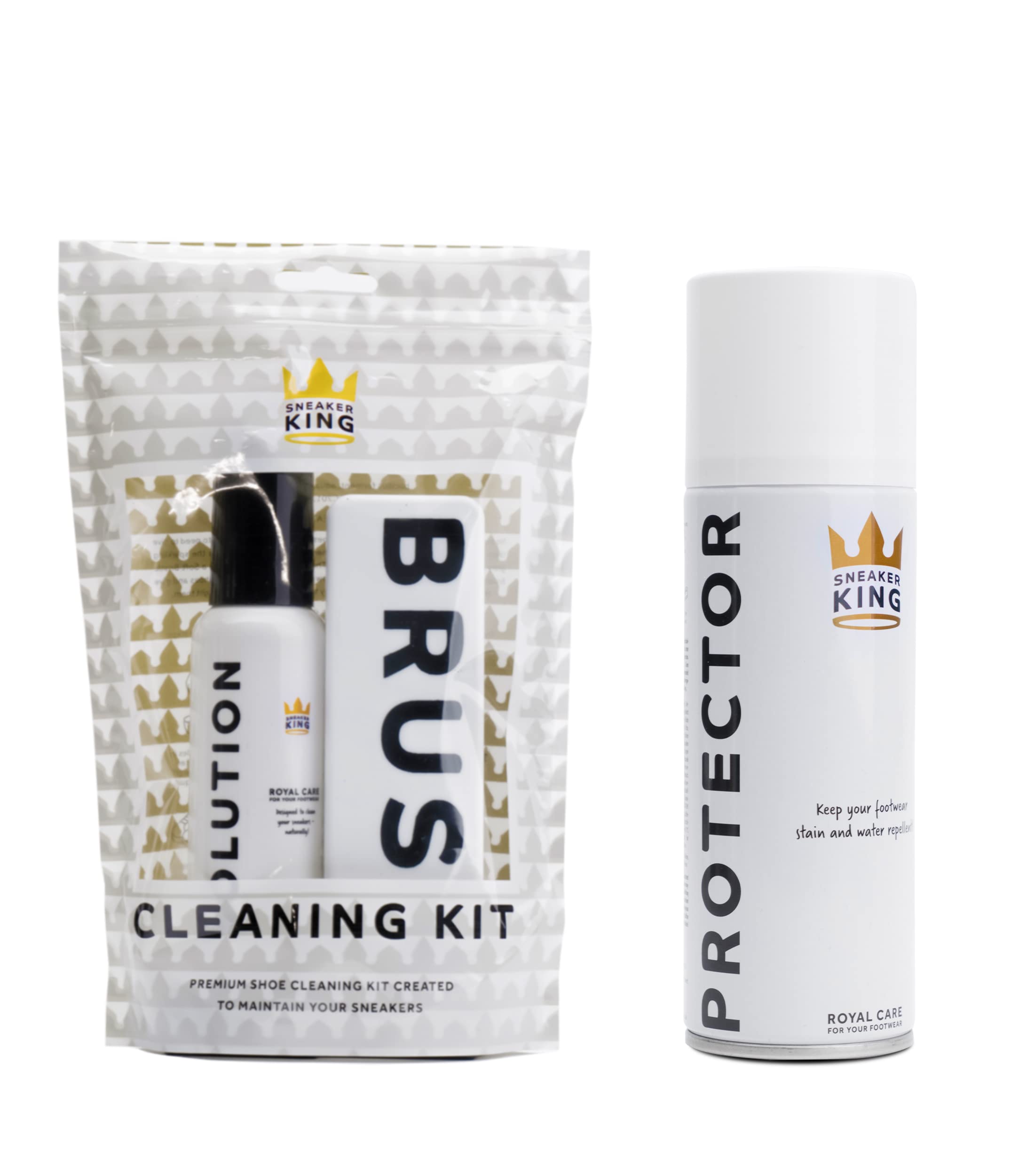 Sneaker KingShoe Protector Stain & Water Repellent Spray 200ml & Sneaker Cleaning Solution Kit Combo (White)