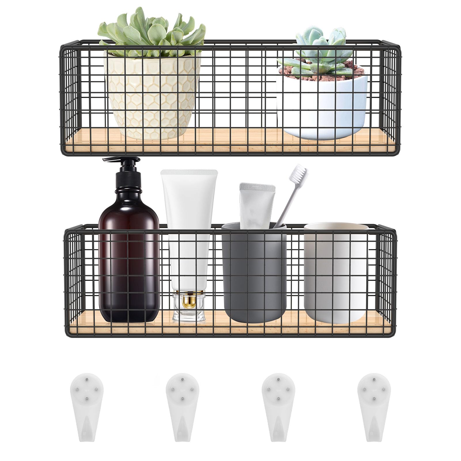 2Pcs Metal Wire Basket Sturdy Toilet Paper Hanging Wire Basket Elegant Metal Storage Bins Multifunctional Bathroom Organizer for Home Kitchen Cabinet Living Room