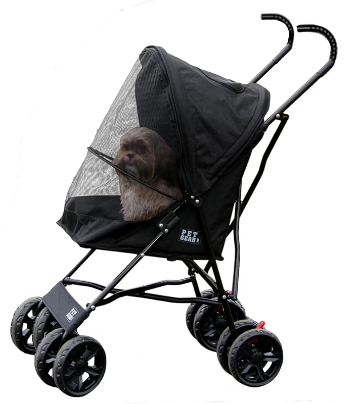 Carrinho para Cães e Gatos Pet Gear Travel Lite Plus Dobrável com Tela Respirável Preto Midnight Black