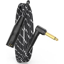 JOLGOO 1/4 TS Right Angle to XLR Male Microphone Cable, 3.3Feet, 3-pin XLR Male Durable and Sturdy Audio Cable for Studio, DJ, Stage, Guitar, Microphone, and Mixer Use