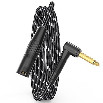 JOLGOO 1/4 TS Right Angle to XLR Male Microphone Cable, 3.3Feet, 3-pin XLR Male Durable and Sturdy Audio Cable for Studio, DJ, Stage, Guitar, Microphone, and Mixer Use