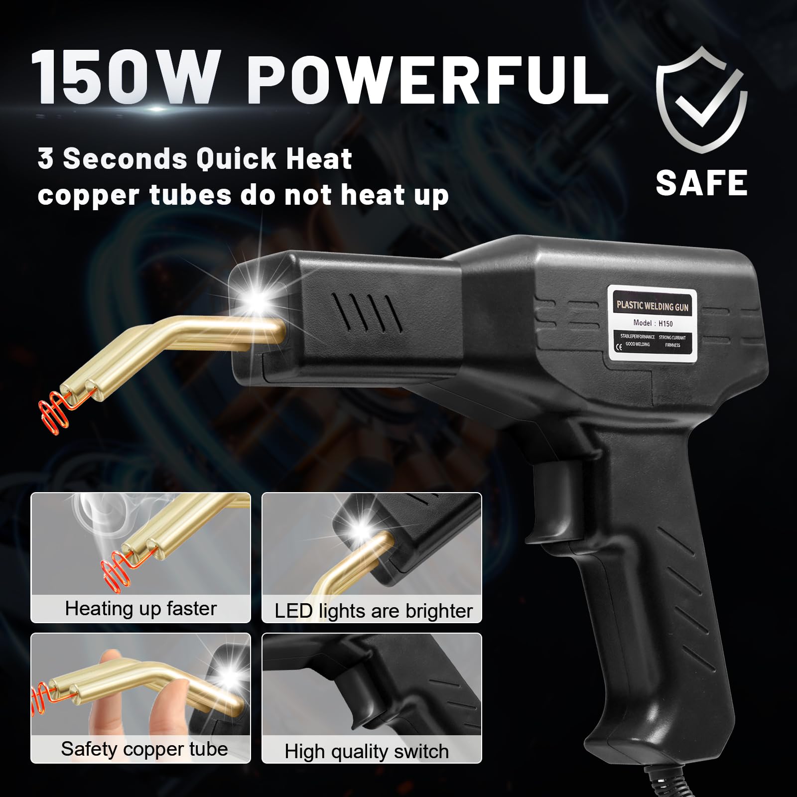 150W Plastic Welding Kit,Plastic Welder,2 in1 Plastic Welder Gun Soldering Kit,Hot Stapler Plastic Welding Car Bumper Repair Kit with 64pcs Plastic Welding Rods,800pcs Staples for Plastic Crack Repair - Image 4