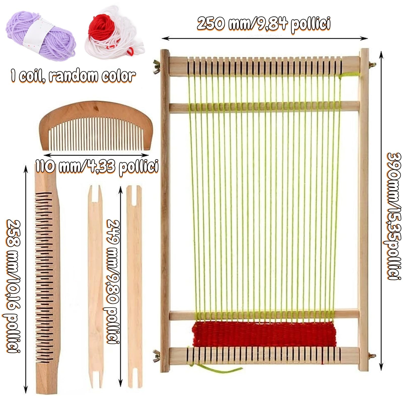 Telaio per Tessitura, Kit Telaio per Tessitura per Bambini, Telaio per Tessitura in Legno, Macchina per Maglieria a Mano, Arte della Tessitura Creativa Fai-da-te Artigianato per
