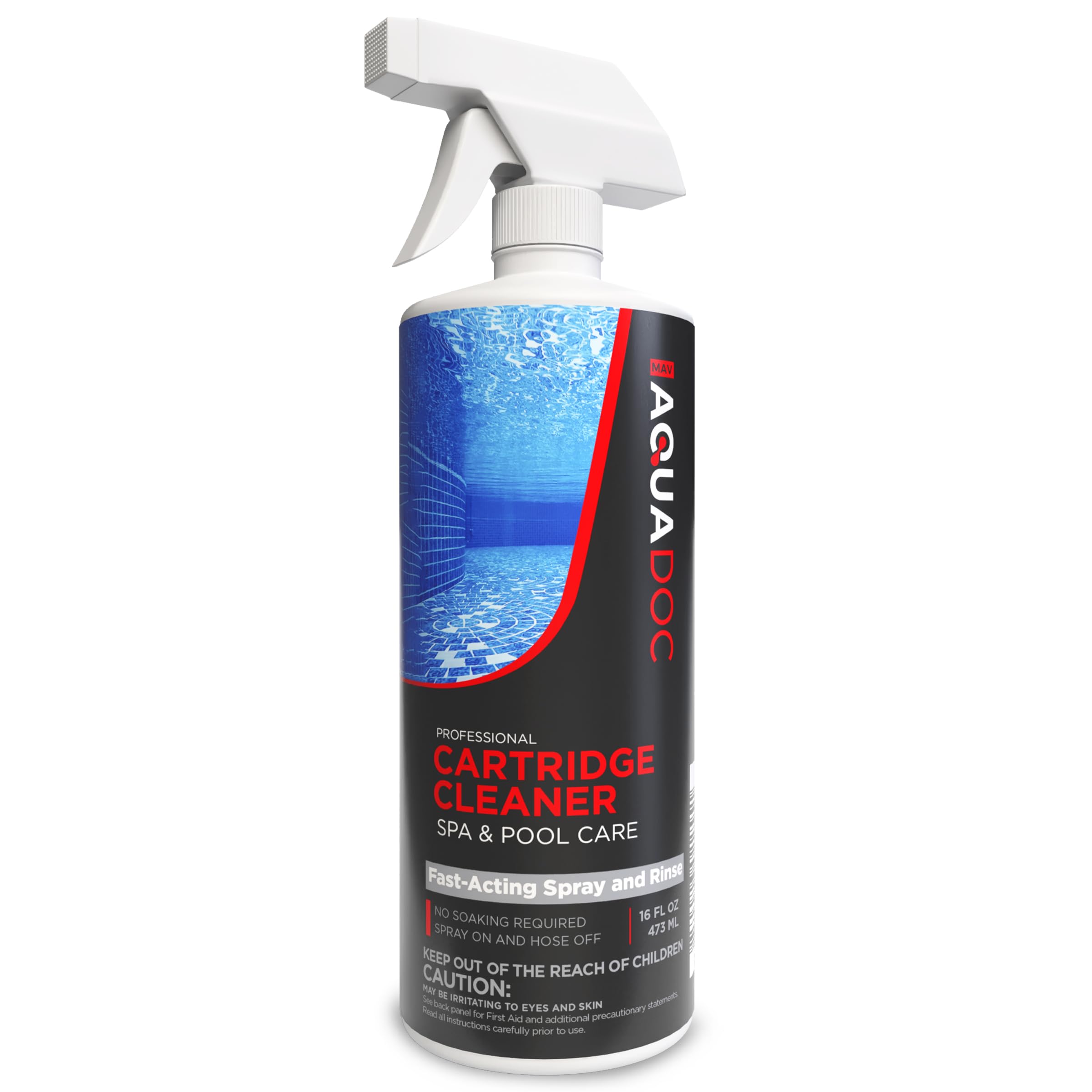 Pool Cartridge Filter Cleaner Spray - Effective Hot Tub and Pool Filter Cleaner For Spa - AquaDoc - 16oz