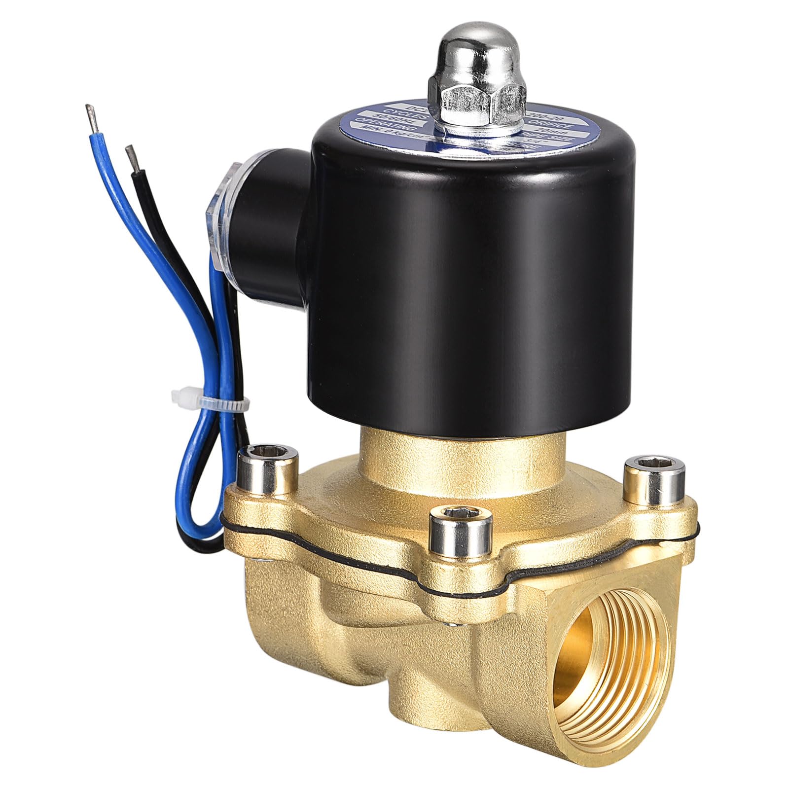 MECCANIXITY Brass Electric Solenoid Valve, 3/4"NPT 24VDC Air Valve Normally Closed for Water Gas Fuel Oil
