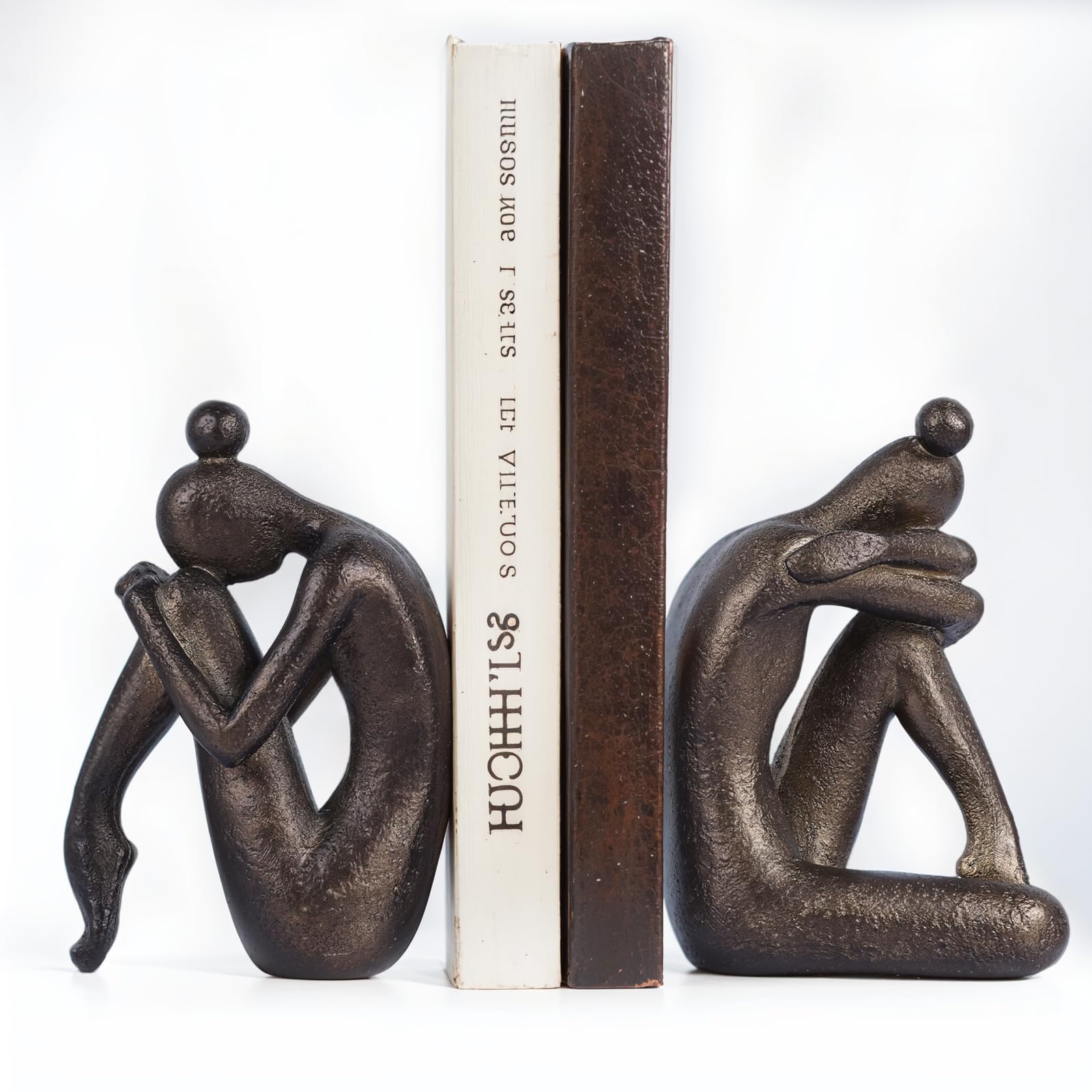 Thinker - Set di 2 fermalibri decorativi per ragazze, moderni, in resina, antiscivolo, per ufficio, soggiorno, studio, libreria creativa, ornamenti da scrivania
