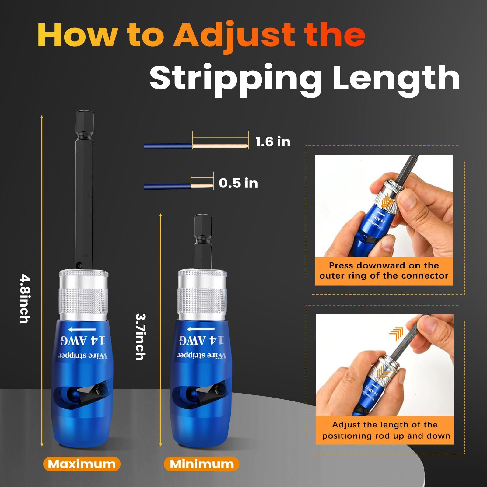 Wire Stripper for Drill, 6/8/10/12/14 AWG Wire Twister Tool for Drill, New Upgrade Drill Wire Stripper and Twister Kit, Wire Stripper Tool, Wire Stripping and Twisting Tool, Electrician Tools Set — Amazon image 4