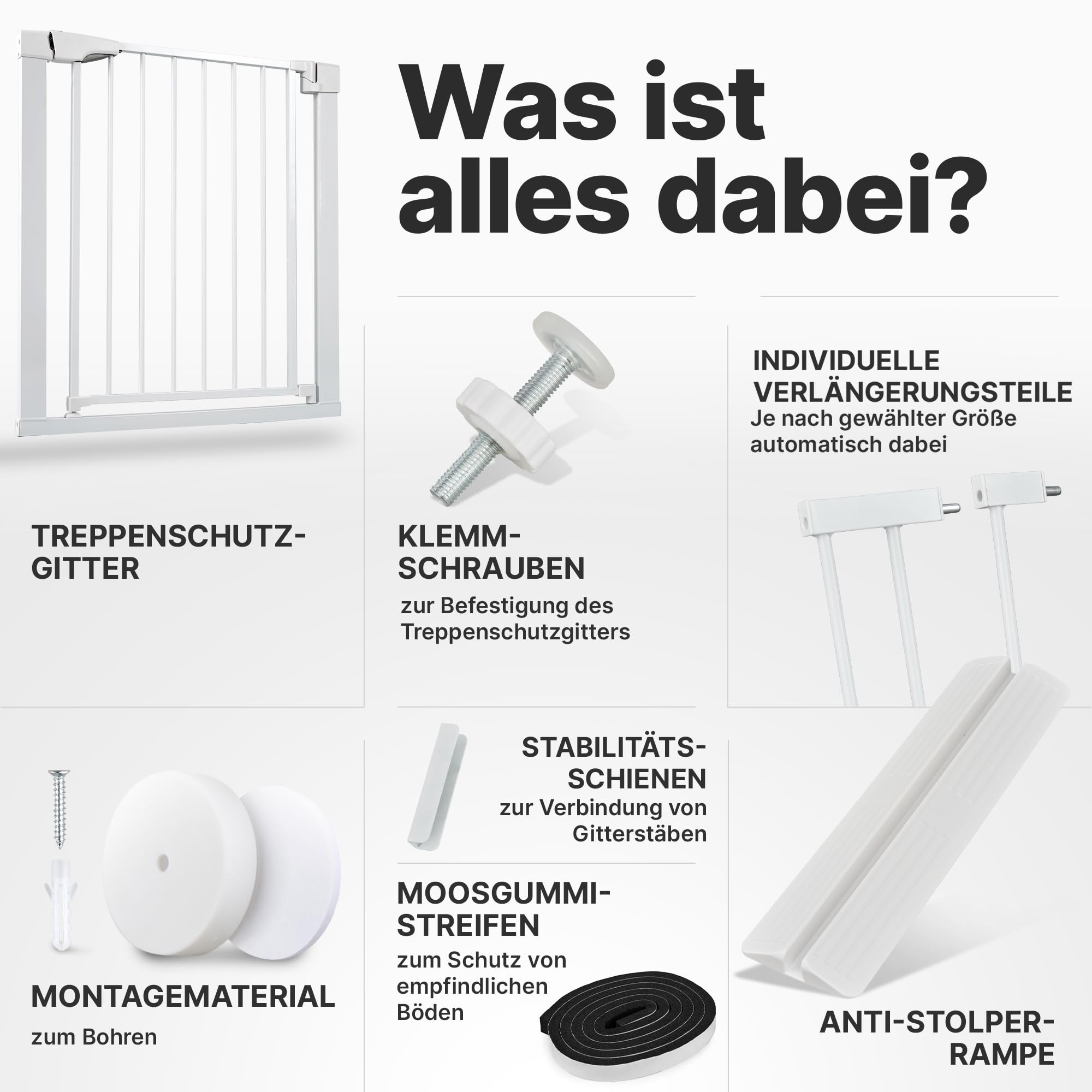 Treppenschutzgitter ohne Bohren GS-Zertifikat Türschutzgitter Baby Hunde Kinder Kinderschutzgitter
