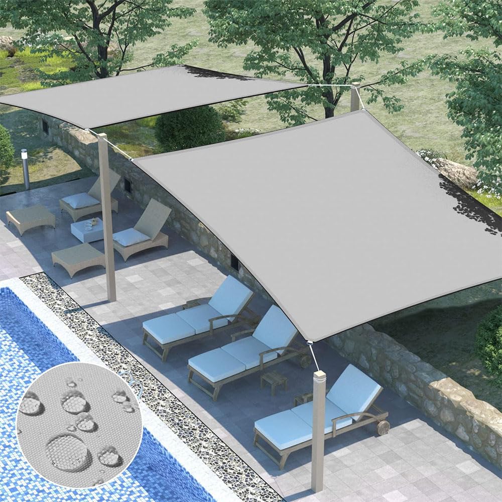 Toldo Impermeable de 2 x 3 m con fijación, toldo Rectangular con Ojales, para balcón, protección UV, protección Solar, Resistente a la Intemperie, para terraza, jardín, Piscina